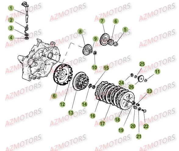 Transmission Principale   Embrayage AZMOTORS PiÃ¨ces Beta 50 Motard TRACK - 2009