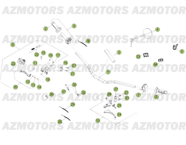 Commandes   Guidon AZMOTORS PiÃ¨ces Beta 50 Motard TRACK - 2013-2012