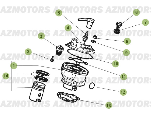 Cylindre   Culasse   Distribution AZMOTORS PiÃ¨ces Beta 50 Motard TRACK - 2013-2012