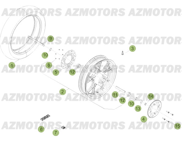 Roue Arriere Du Numero Serie 400001 A 40176 AZMOTORS PiÃ¨ces Beta 50 Motard TRACK - 2013-2012