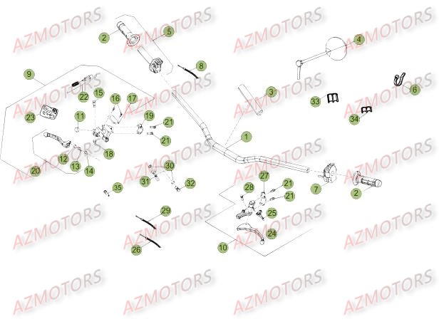 Commandes   Guidon AZMOTORS PiÃ¨ces Beta 50 Motard TRACK - 2015-2014