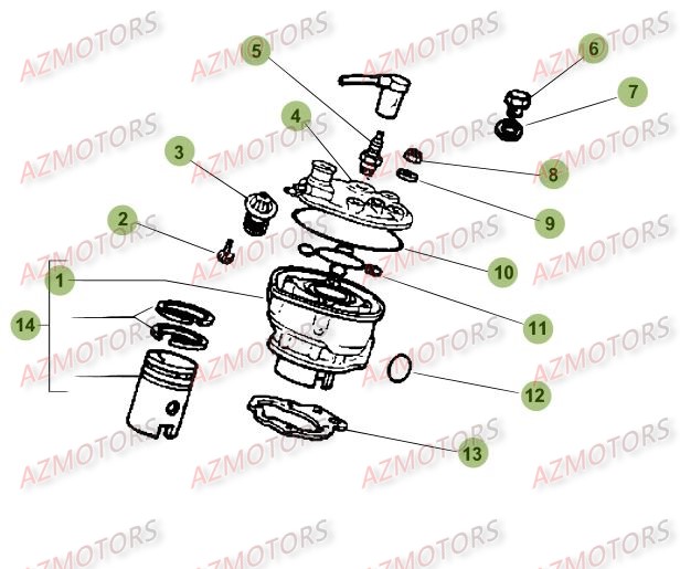 Cylindre   Culasse   Distribution AZMOTORS PiÃ¨ces Beta 50 Motard TRACK - 2015-2014