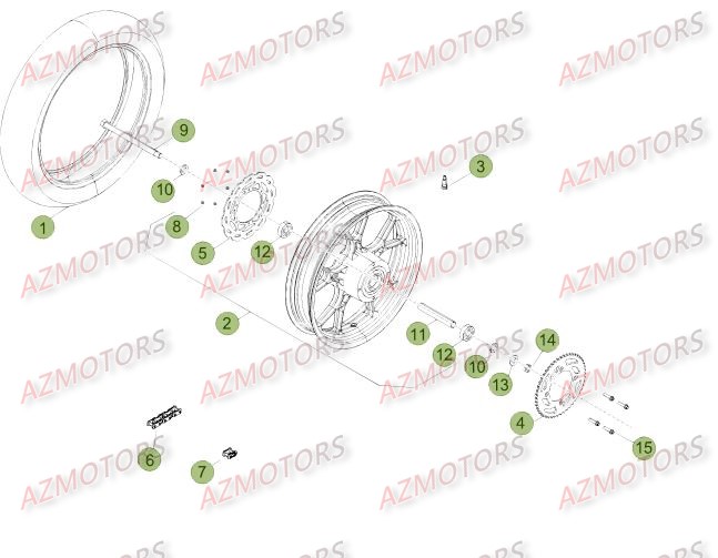 Roue Arriere Du No Serie 400001 A 401076 AZMOTORS PiÃ¨ces Beta 50 Motard TRACK - 2015-2014