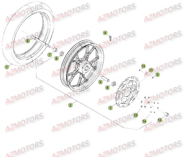 Roue Avant Du No Serie 400001 A 401076 AZMOTORS PiÃ¨ces Beta 50 Motard TRACK - 2015-2014