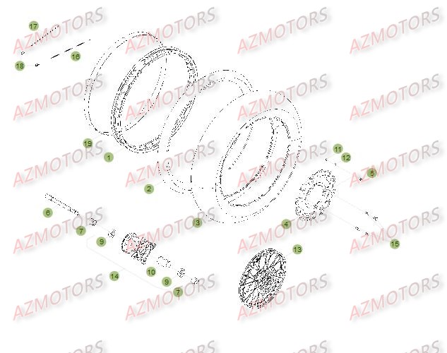 Roue Avant Du No Serie 401332 A 499999 AZMOTORS PiÃ¨ces Beta 50 Motard TRACK - 2015-2014