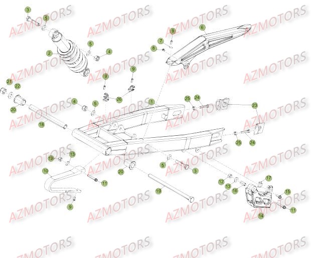 Suspension Arriere AZMOTORS PiÃ¨ces Beta 50 Motard TRACK - 2015-2014