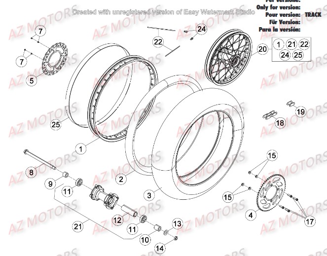 Roue Arriere AZMOTORS PiÃ¨ces Beta 50 Motard TRACK - 2016