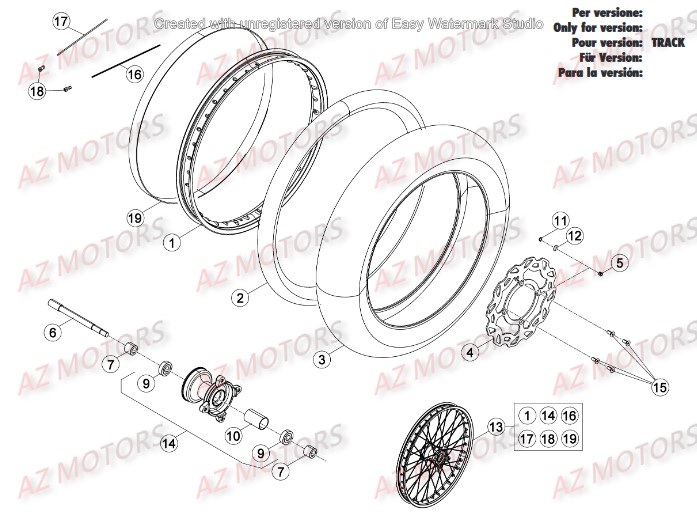 Roue Avant AZMOTORS PiÃ¨ces Beta 50 Motard TRACK - 2016