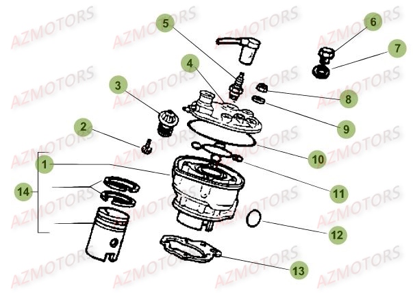 Cylindre AZMOTORS PiÃ¨ces Beta 50 Motard TRACK - 2017