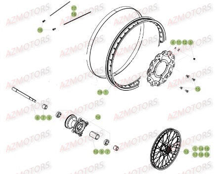 Roue Avant AZMOTORS PiÃ¨ces Beta 50 Motard TRACK - 2017