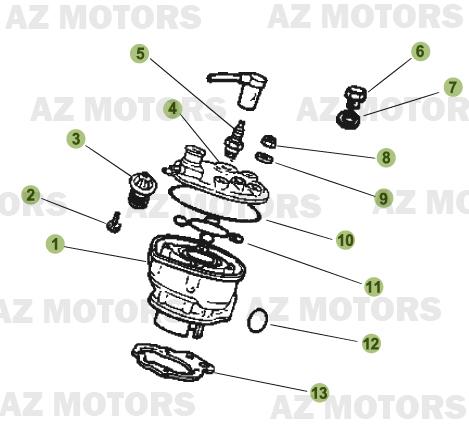 Cylindre Culasse Distribution AZMOTORS PiÃ¨ces Beta 50 Motard TRACK - 2011-2010