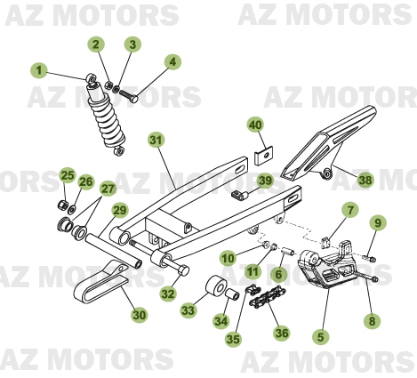 Fourche Arriere Suspension Ar AZMOTORS PiÃ¨ces Beta 50 Motard TRACK - 2011-2010
