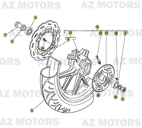 Roue Arriere AZMOTORS PiÃ¨ces Beta 50 Motard TRACK - 2011-2010