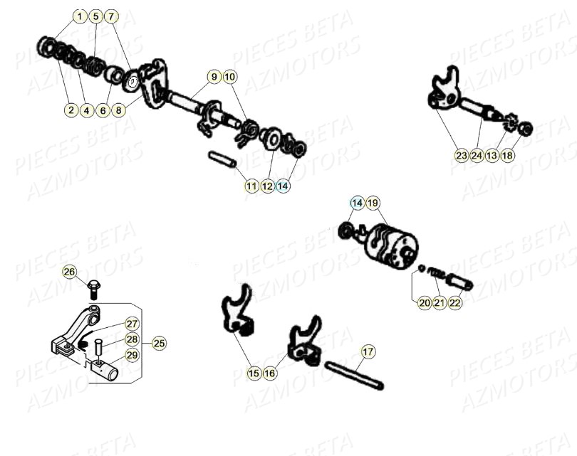 Commande Boite A Vitesses Selecteur AZMOTORS Pieces Beta 50 RR RACING - 2020