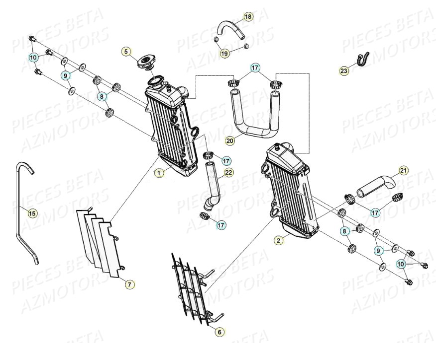 Radiateur AZMOTORS Pieces Beta 50 RR RACING - 2020