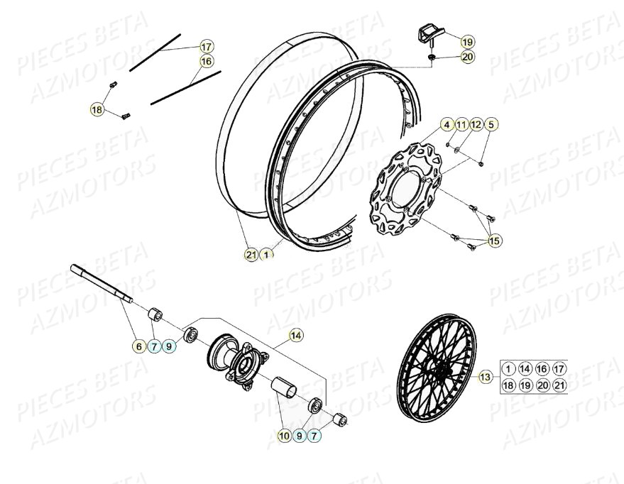 Roue Avant AZMOTORS Pieces Beta 50 RR RACING - 2020
