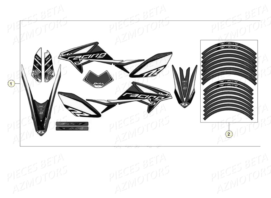 Stickers Autocollants AZMOTORS Pieces Beta 50 RR RACING - 2020