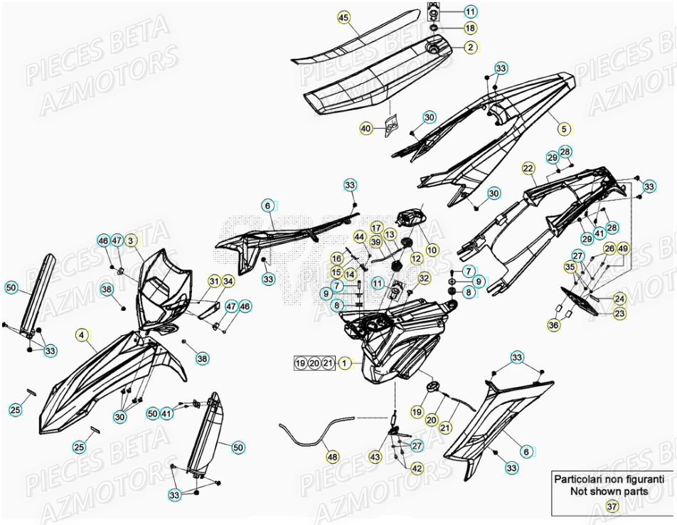 PROTECTION TIGE - KIT RED - BETA pour CARENAGES de 50 RR RACING 21