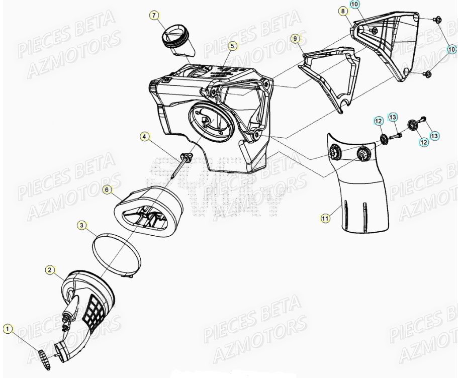 Filtre A Air AZMOTORS Pieces Beta 50 RR RACING - 2021-2022