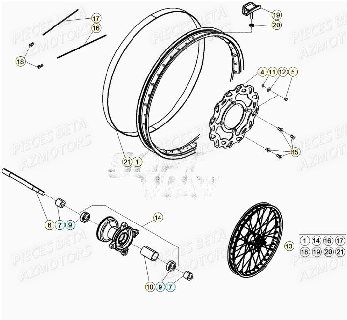 Roue Avant AZMOTORS Pieces Beta 50 RR RACING - 2021-2022