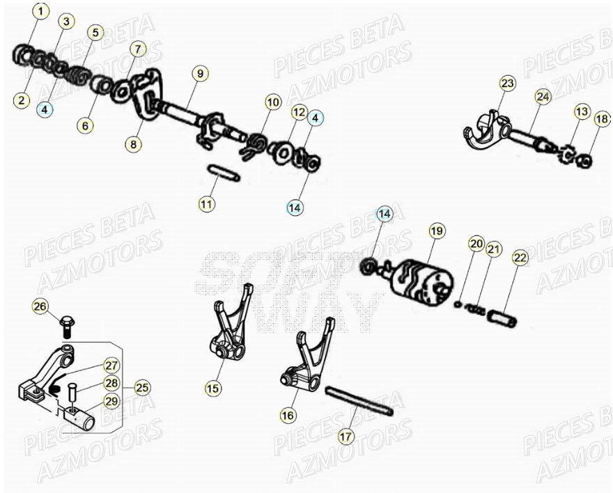Selecteur De Vitesses AZMOTORS Pieces Beta 50 RR RACING - 2021-2022