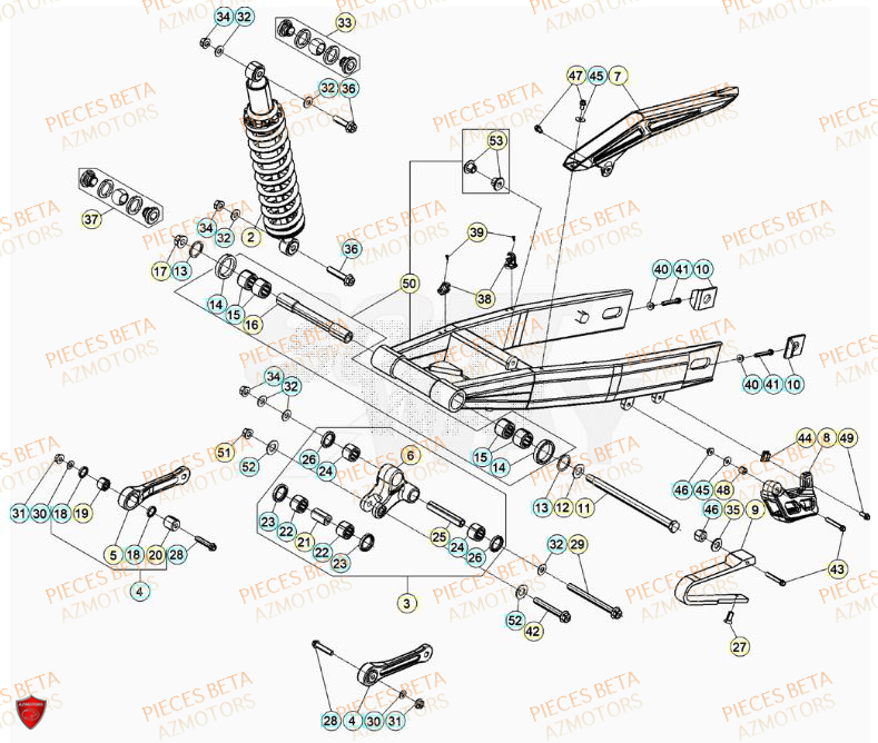 Bras Oscillant AZMOTORS Pieces Beta 50 RR RACING - 2023-2024