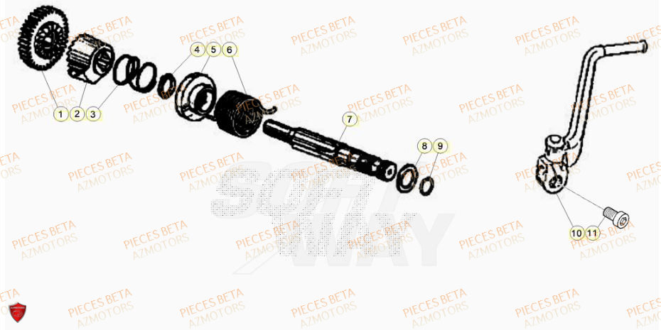 Kick Starter AZMOTORS Pieces Beta 50 RR RACING - 2023-2024