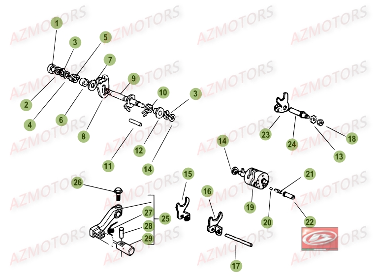 Commande Boite A Vitesses AZMOTORS PiÃ¨ces Beta RR 50 STANDARD - 2014