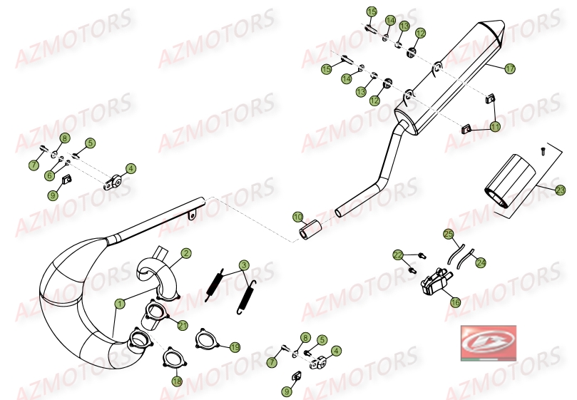 Echappement AZMOTORS PiÃ¨ces Beta RR 50 STANDARD - 2014