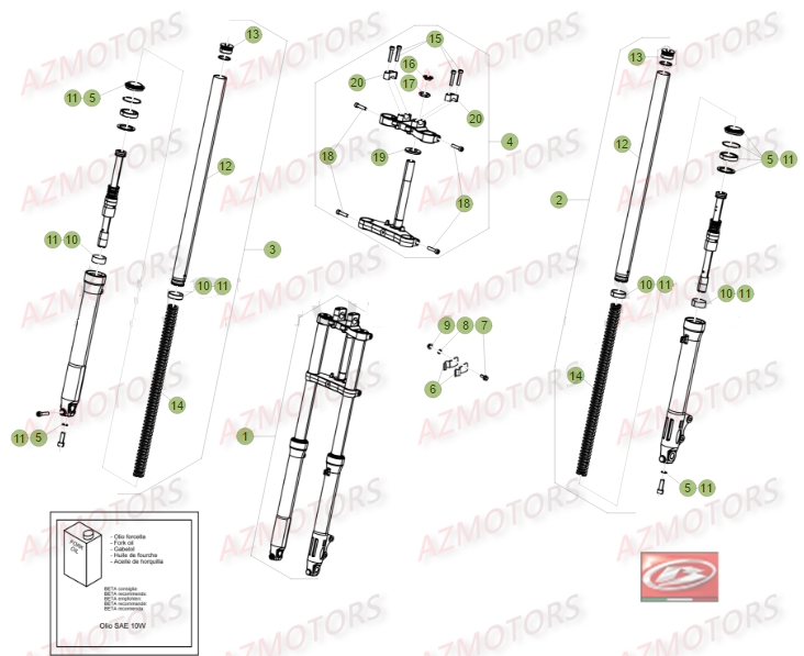 Fourche No Serie 201252 A 299999 AZMOTORS PiÃ¨ces Beta RR 50 STANDARD - 2014