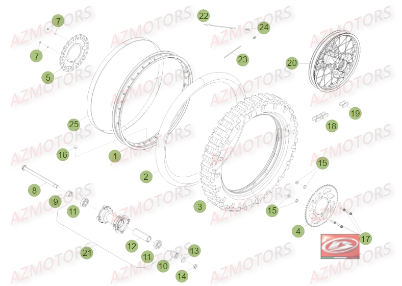 Roue Arriere No Serie 200957 A 299999 AZMOTORS PiÃ¨ces Beta RR 50 STANDARD - 2014