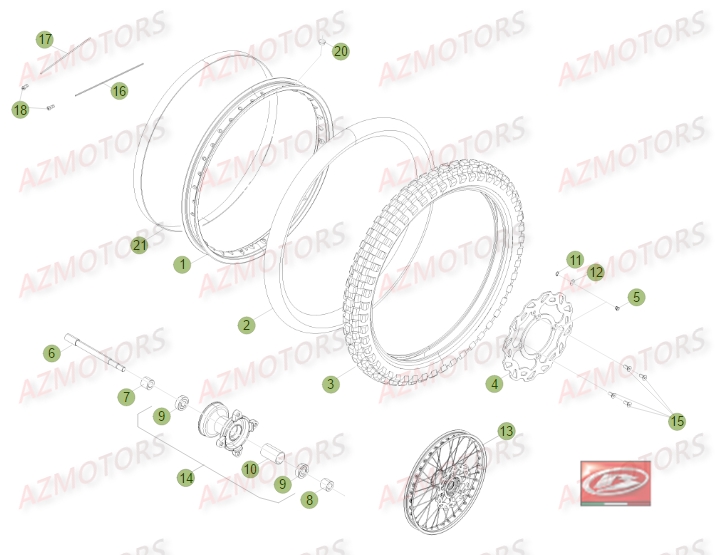 Roue Avant No Serie 200957 A 201251 AZMOTORS PiÃ¨ces Beta RR 50 STANDARD - 2014