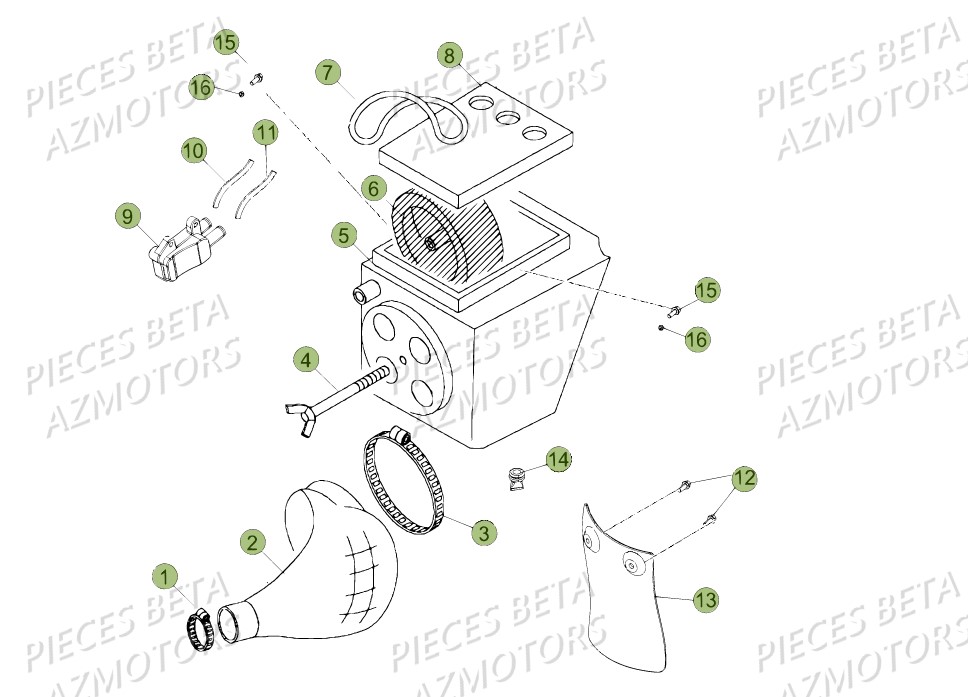 Boitier Du Filtre AZMOTORS PiÃ¨ces Beta RR 50 STANDARD - 2017