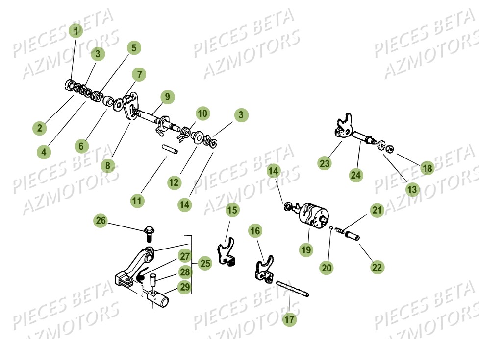 Commande Boite A Vitesses AZMOTORS PiÃ¨ces Beta RR 50 STANDARD - 2017