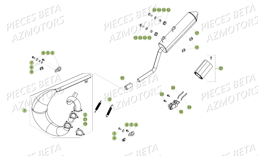 Echappement AZMOTORS PiÃ¨ces Beta RR 50 STANDARD - 2017