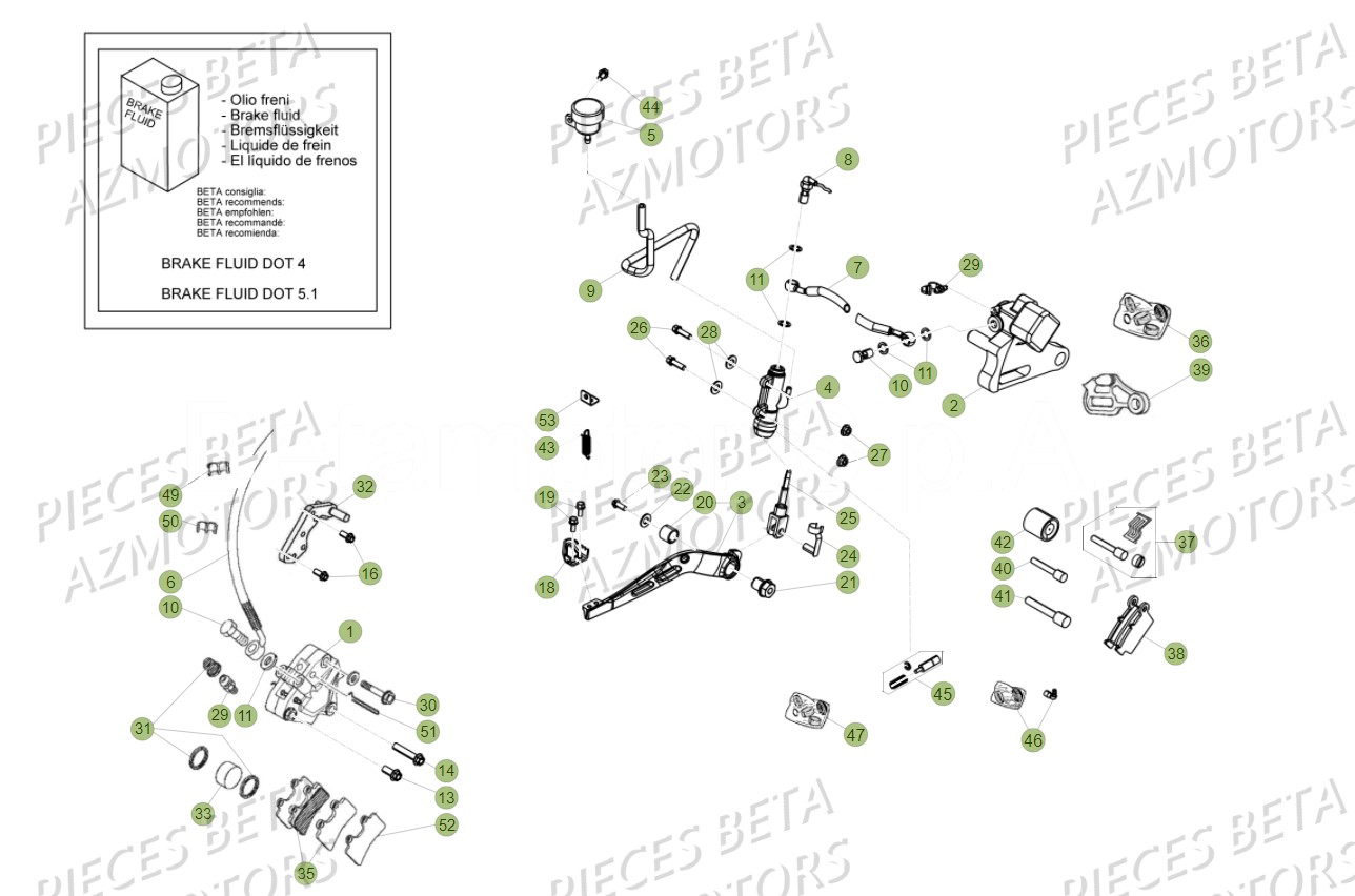 PASTILLES PINCE 25.03067/73 - BETA pour FREINS de 50 RR STANDARD 17