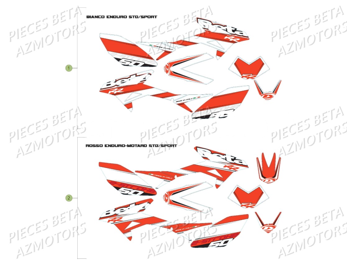 Stickers AZMOTORS PiÃ¨ces Beta RR 50 STANDARD - 2017