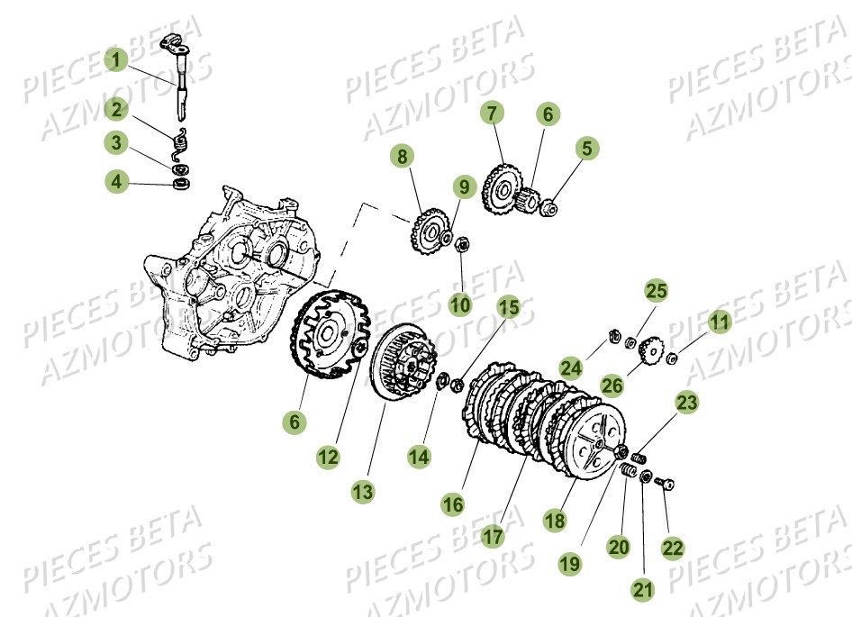 Transmission Principale Embrayage AZMOTORS PiÃ¨ces Beta RR 50 STANDARD - 2017