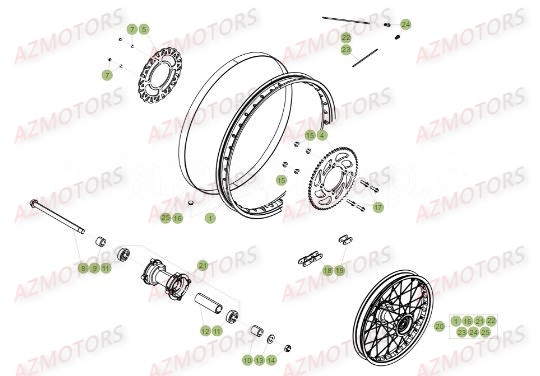 Roue Arriere AZMOTORS PiÃ¨ces Beta RR 50 STANDARD - 2018