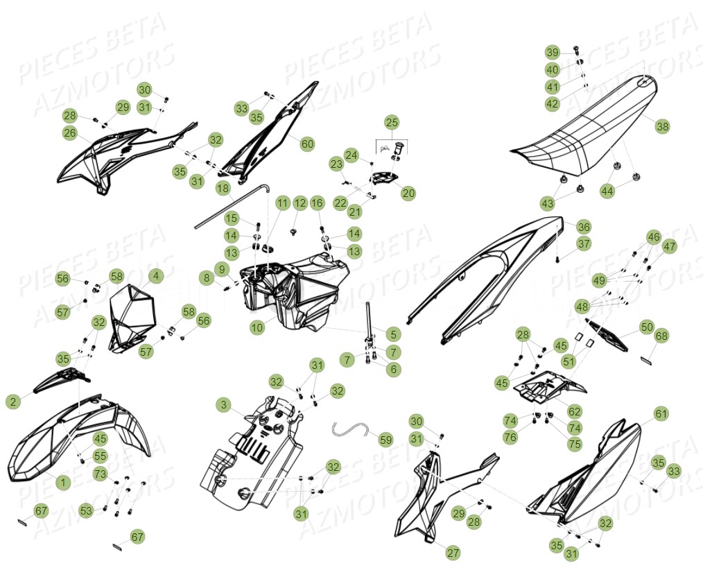 Carenages Reservoir Selle AZMOTORS PiÃ¨ces Beta RR 50 STANDARD - 2019