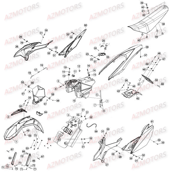 Carenages AZMOTORS PiÃ¨ces Beta RR 50 MOTARD SPORT - 2015