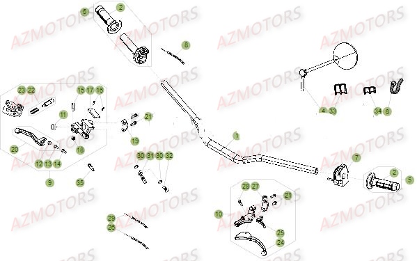 Commandes Guidon AZMOTORS PiÃ¨ces Beta RR 50 MOTARD SPORT - 2015
