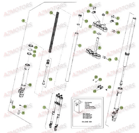 Fourche AZMOTORS PiÃ¨ces Beta RR 50 MOTARD SPORT - 2015