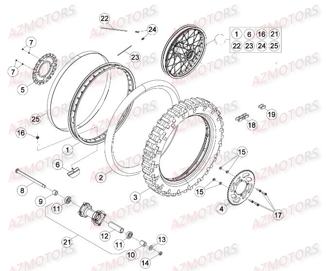Roue Arriere AZMOTORS PiÃ¨ces Beta RR 50 MOTARD SPORT - 2015