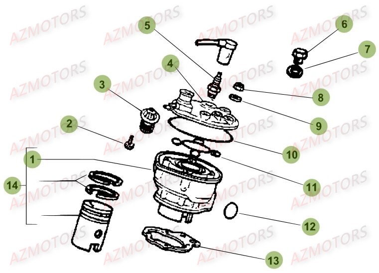 Cylindre Culasse Distribution AZMOTORS PiÃ¨ces Beta RR 50 MOTARD SPORT - 2016