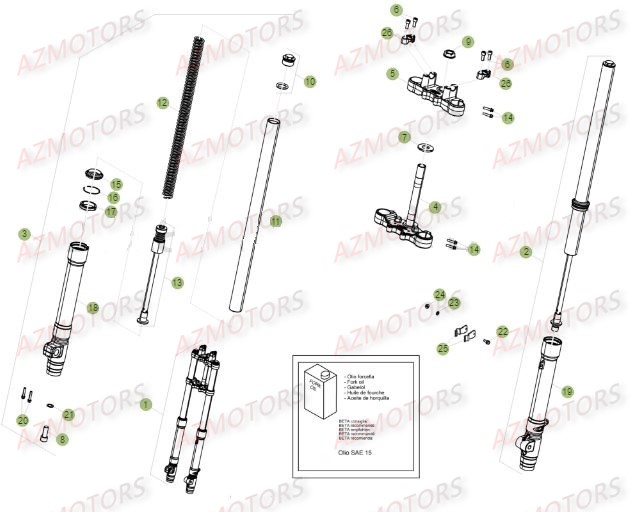 Fourche AZMOTORS PiÃ¨ces Beta RR 50 MOTARD SPORT - 2016
