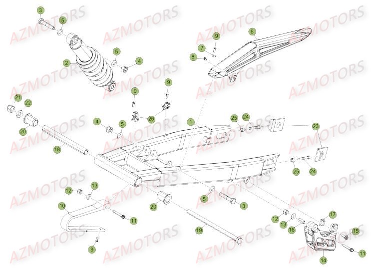 Fourche Suspension Arriere AZMOTORS PiÃ¨ces Beta RR 50 MOTARD SPORT - 2016
