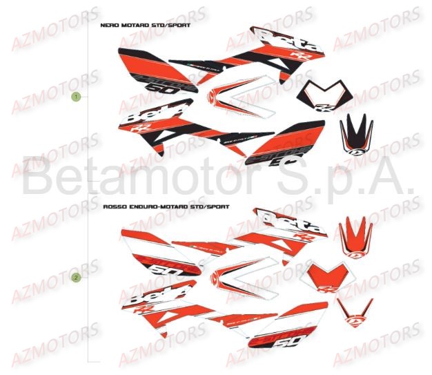 Stickers Kit Deco AZMOTORS PiÃ¨ces Beta RR 50 MOTARD SPORT - 2016