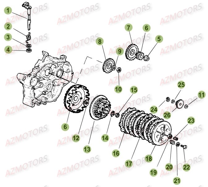 Transmission Embrayage AZMOTORS PiÃ¨ces Beta RR 50 MOTARD SPORT - 2016
