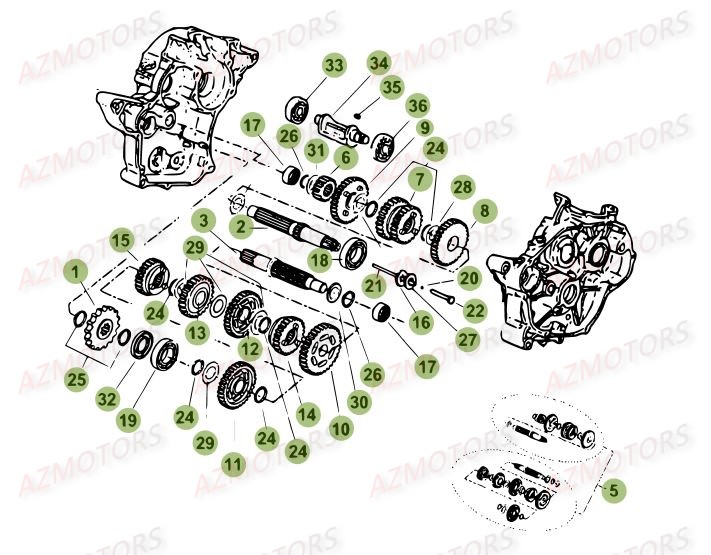 Boite A Vitesses AZMOTORS PiÃ¨ces Beta 50 Motard STANDARD - 2016